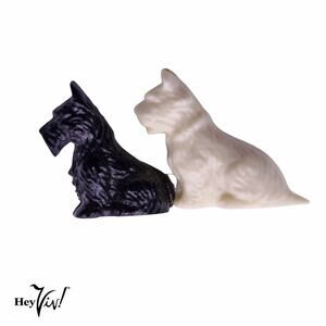 Vintage Scotty Dog Pin Brooch in Black and White Made in GT Britain - Hey Viv